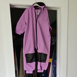 Purple Hooded Jumpsuit with Black Accents
